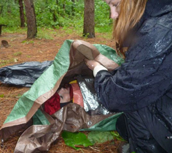 Providing basic shelter during a scenario.